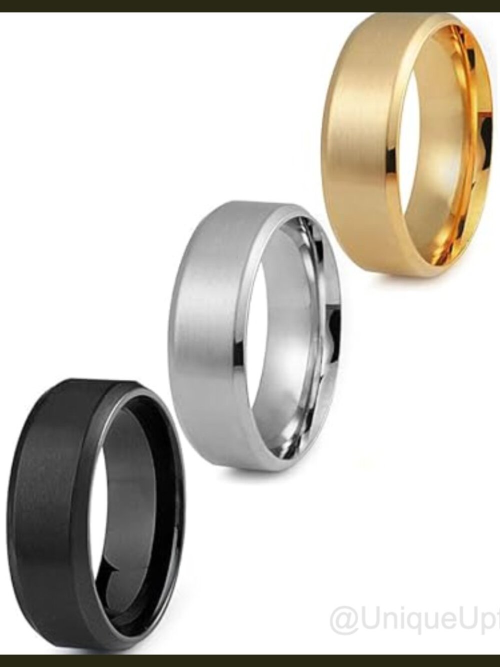 3Pc Stainless Steel Mens Wedding Band Rings 8mm Matte Comfort Fit Size 6-14